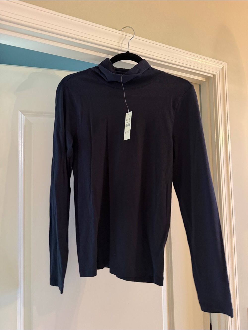 J. Crew Navy Long-Sleeve Mock Neck Top